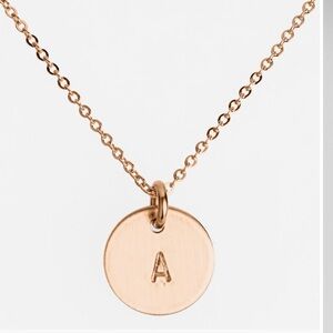 Nashelle 14k-Rose gold initial mini disc necklace